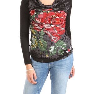 Desigual Monochrome Graphic long Sleeve Top